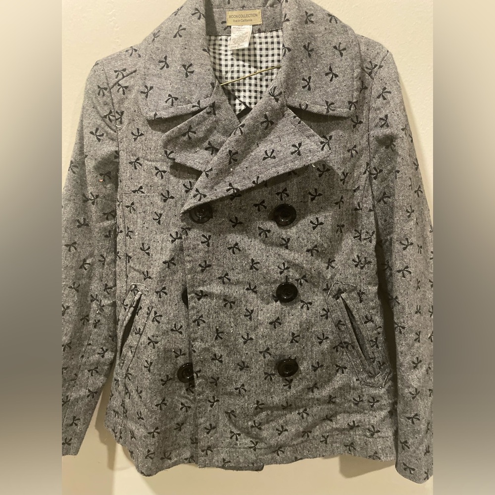 Moon Collection Gray Bow Blazer Coat Size M